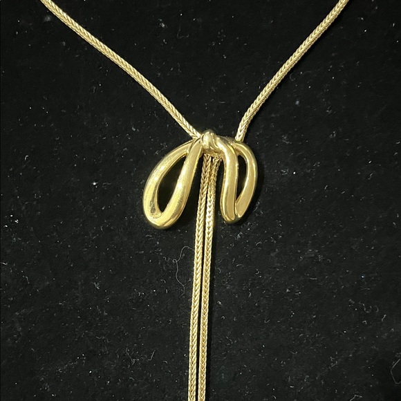 1635 Monet Vintage Squared Foxtail Bow Lariat Necklace - Picture 4 of 8